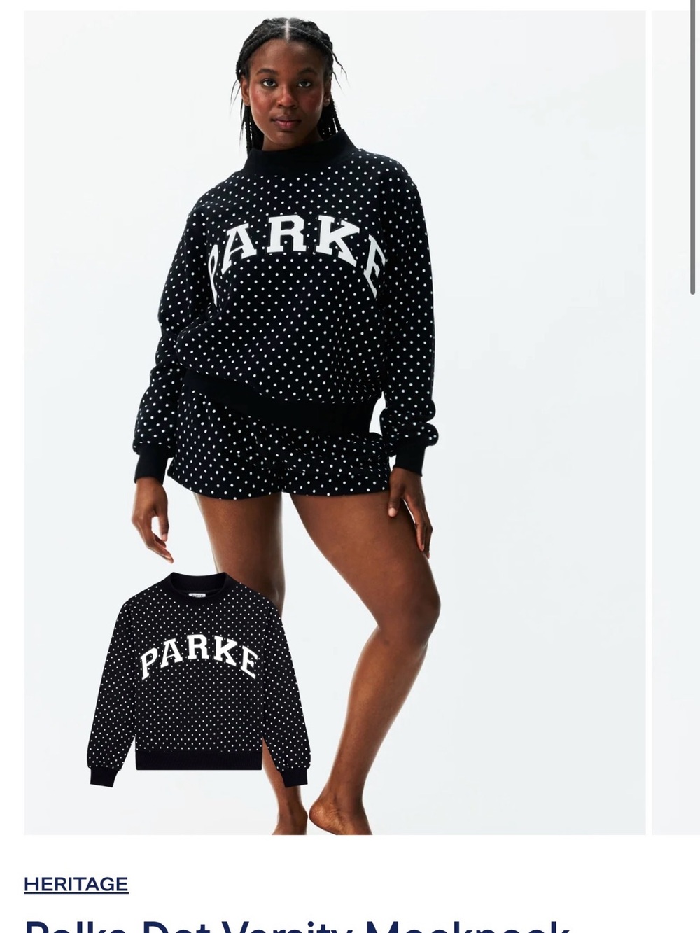 Parke Black Polka Dot Mockneck Sweatshirt- sold out online!